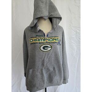 Green Bay Packers 2010 NFC Champions Gray Hoodie NFL Team Apparel XL
